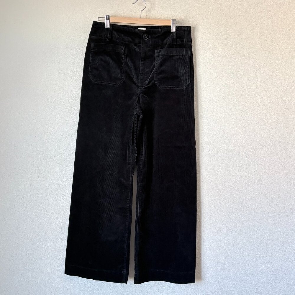 Maeve Womens The Colette Black Corduroy Wide Leg Pants Size 31 Anthropologie